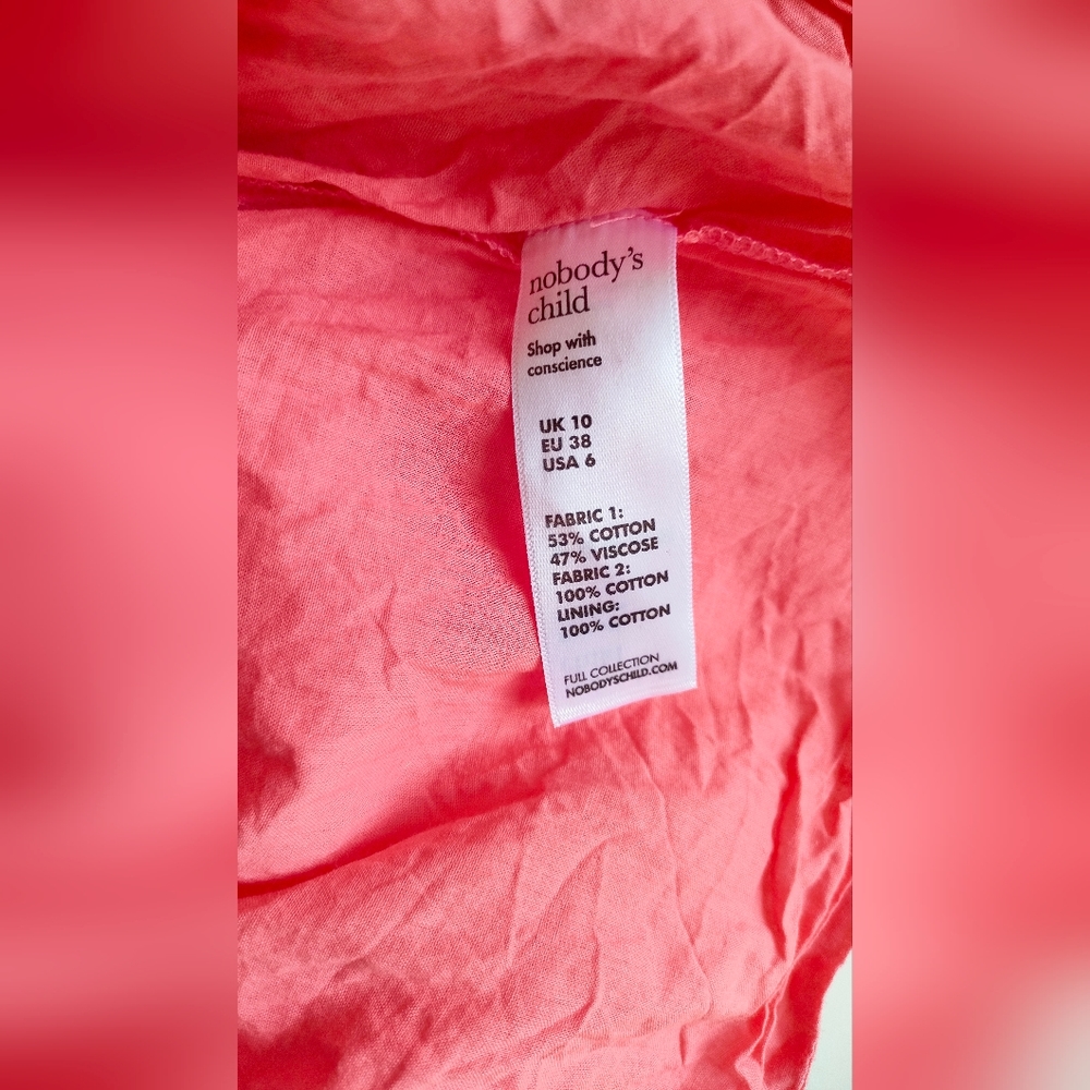 Nobody's Child Short Broidery Anglaise Coral Pink Cotton Dress Size 10 - Picture 6 of 11